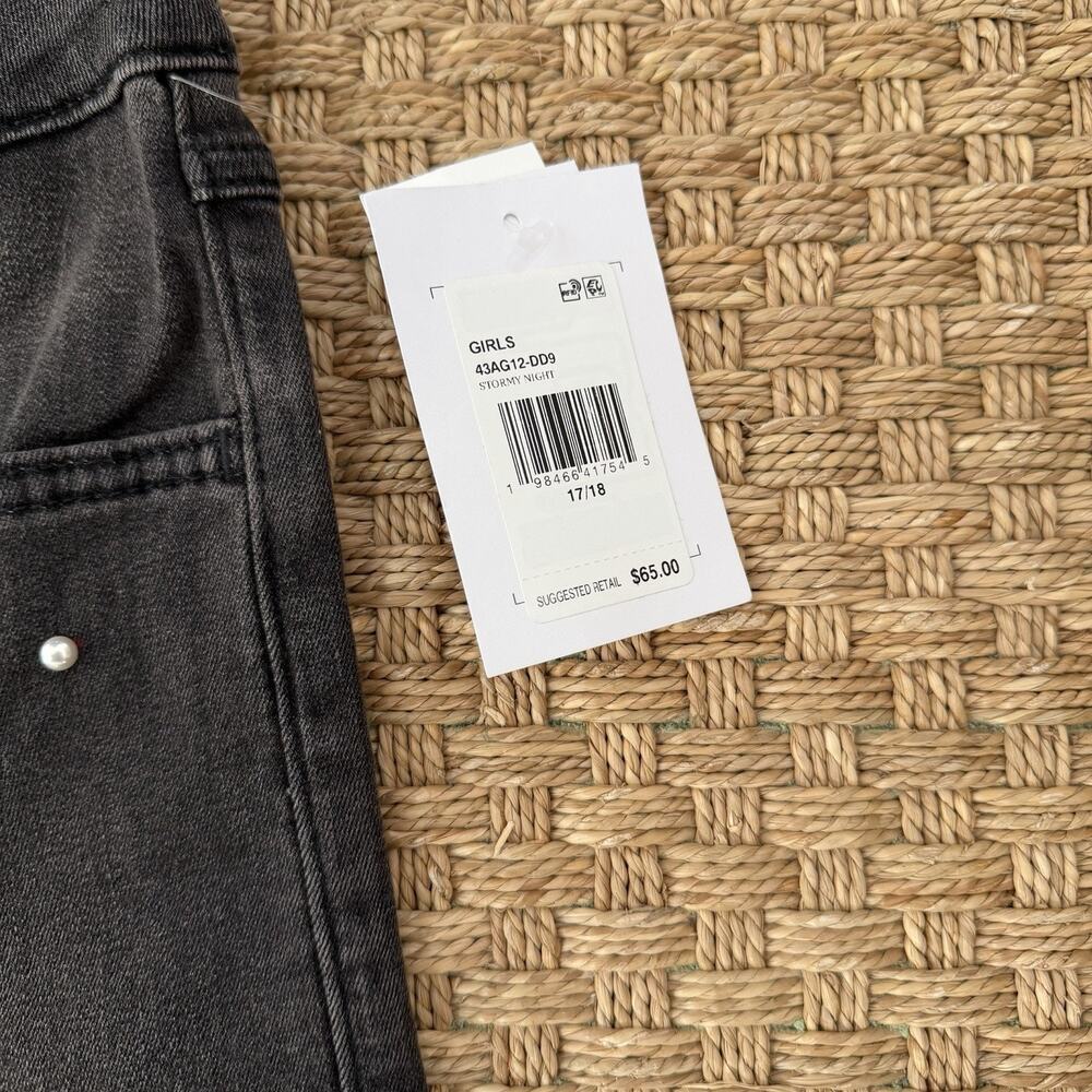 NWT Abercrombie Kids High Rise Wide Leg Black Wash Pearl Jeans Sz 17/18 - Picture 4 of 12